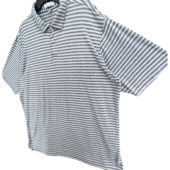 Peter Millar Polo Shirt XXL Blue Stripe Soft Tencel Blend Stretch Quick Dry Golf - Picture 2 of 13